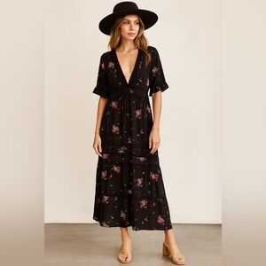 SHOW ME YOUR MUMU Black and Pink Floral Maxi Dress